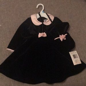 Black velvet toddler dress with matching purse